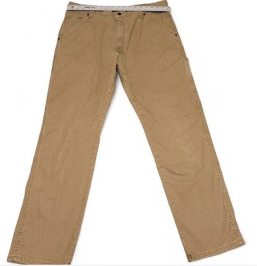 Wrangler Carpenter Pants Mens 36x34 Tan Workwear Utility Relaxed Fit Canvas